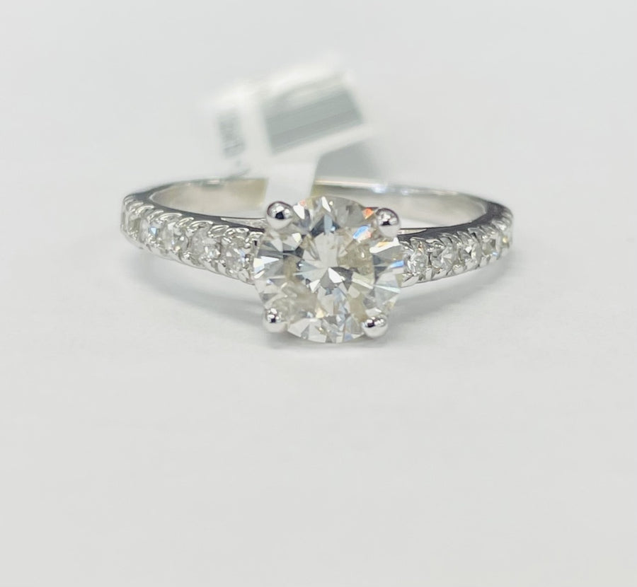 14KT Accented Solitare 1 1/3CTW Diamond Engagement Ring