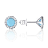 White Gold Tourquise/Dia Halo Earrings