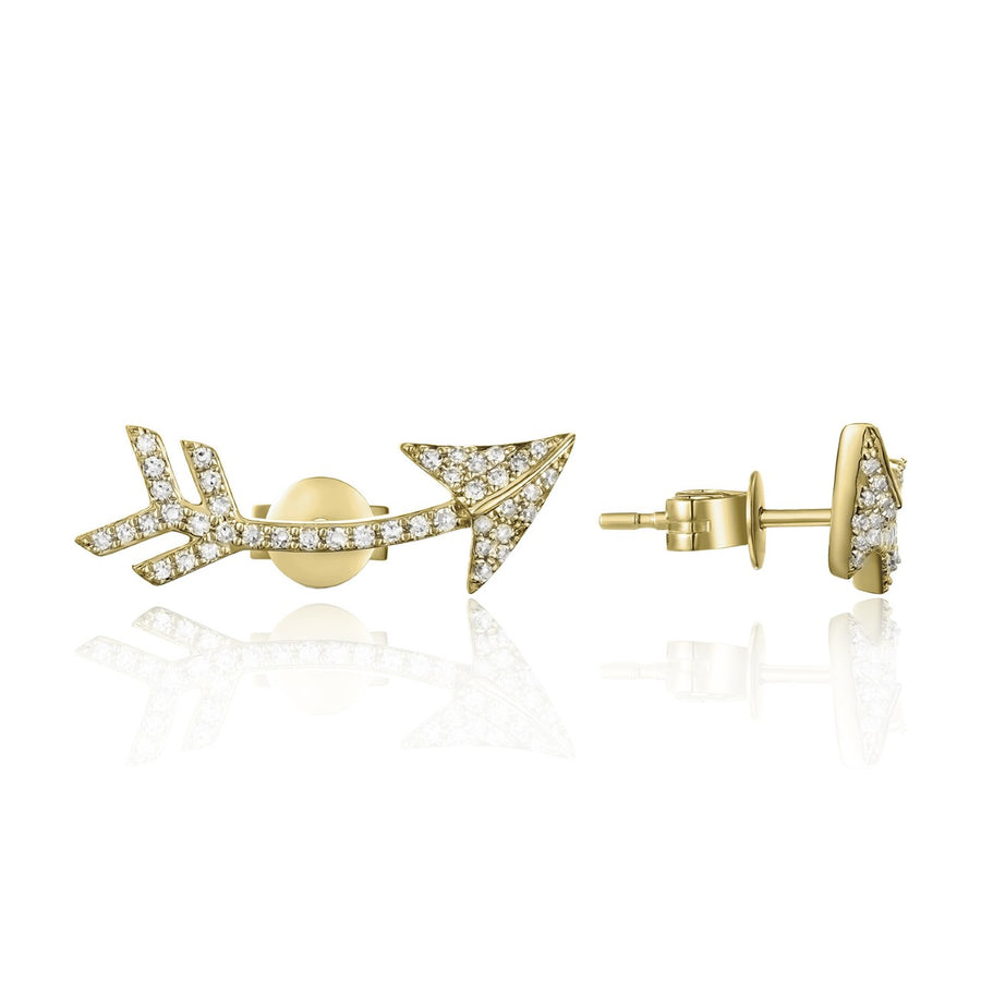 Rose Gold Arrow Pave Dia Earrings
