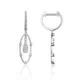 White Gold Modern Dia Drop Hoops