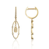 Yellow Gold Modern Drop Dia Hoops