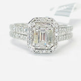 Emerald Cut Halo 1 1/2CTW Diamond Engagement Ring