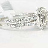 Emerald Cut Halo 1 1/2CTW Diamond Engagement Ring