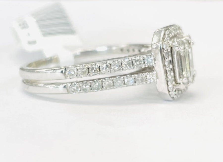 Emerald Cut Halo 1 1/2CTW Diamond Engagement Ring