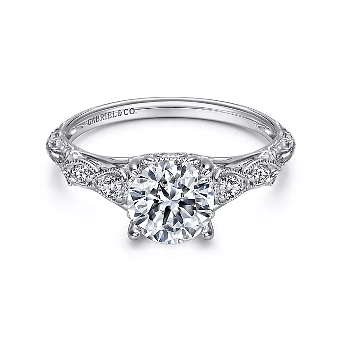 Chelsea - 14K White Gold Round Diamond Engagement Ring