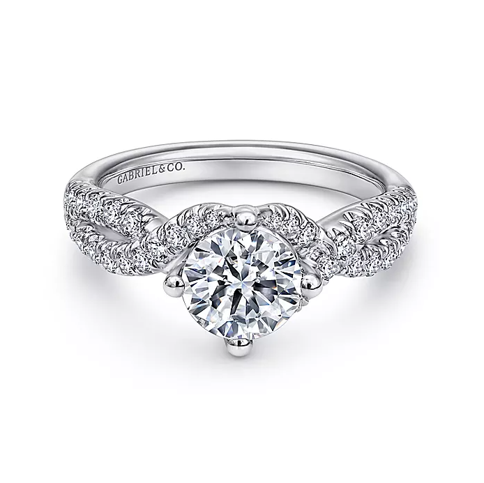 Alexis - 14K White Gold Round Twisted Diamond Engagement Ring