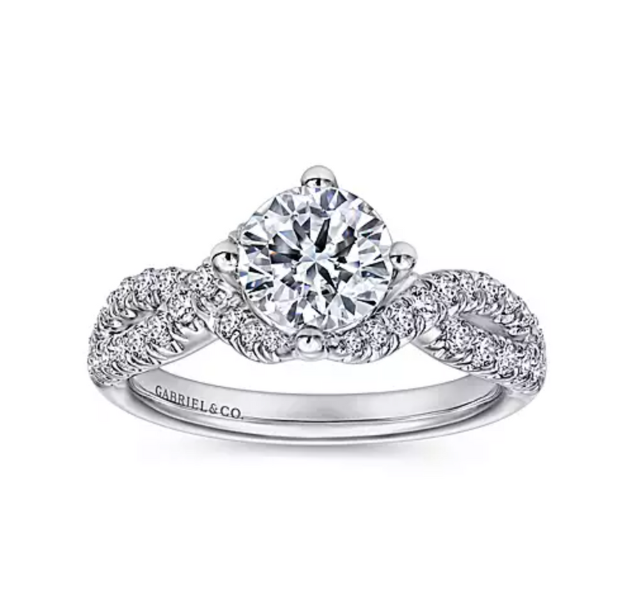 Alexis - 14K White Gold Round Twisted Diamond Engagement Ring