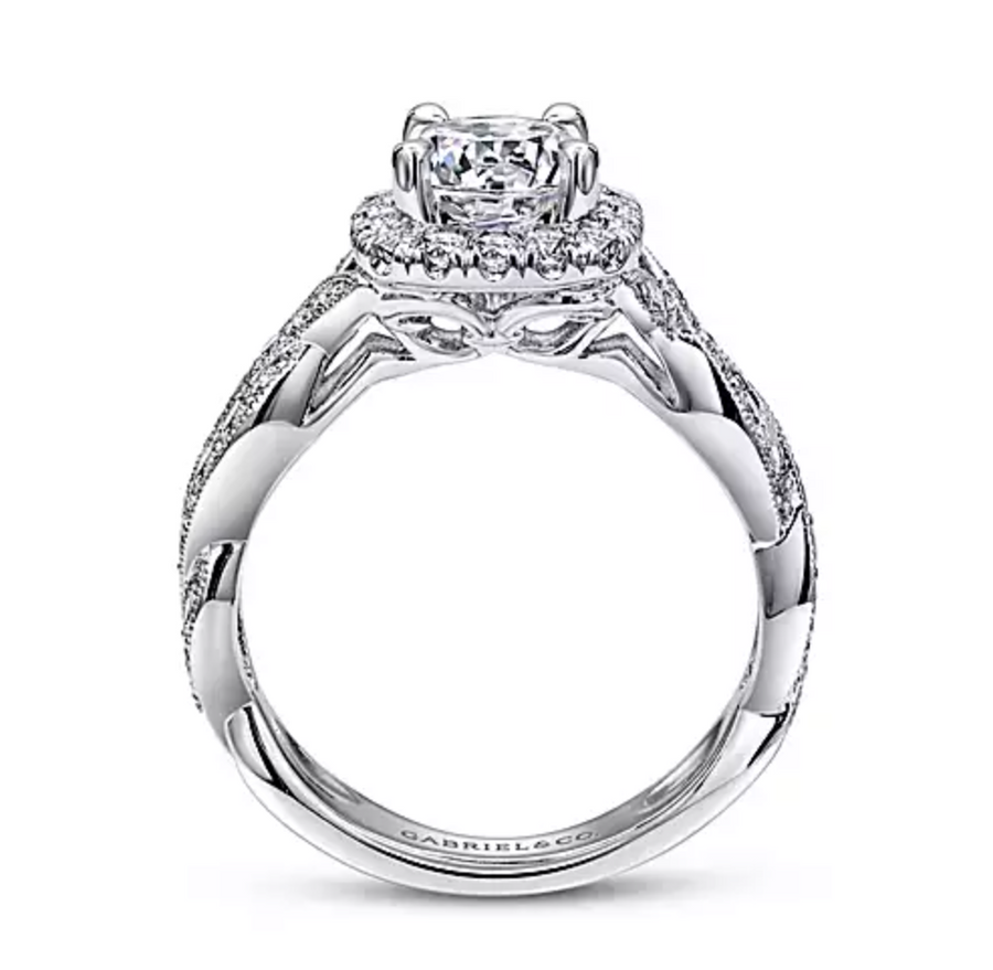 Verona - 14K White Gold Round Halo Diamond Engagement Ring