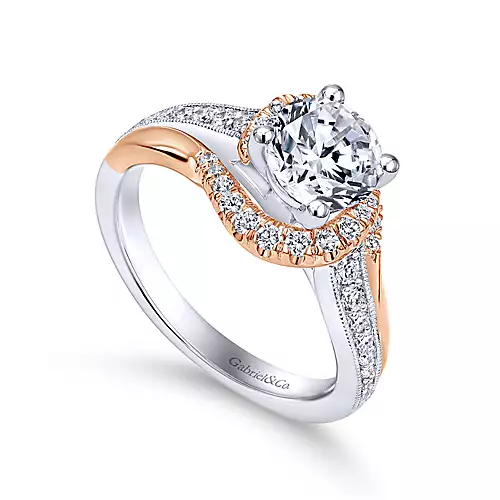 Angola - 14K White-Rose Gold Round Diamond Bypass Engagement Ring