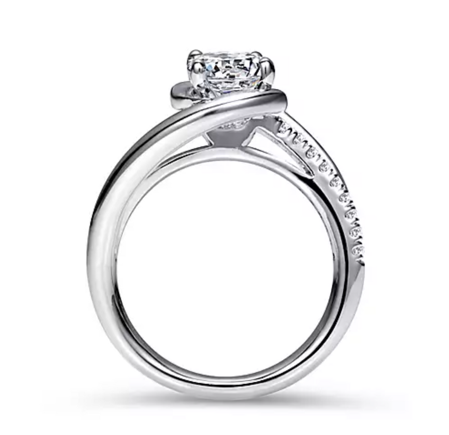 Lucca - 14K White Gold Round Bypass Diamond Engagement Ring