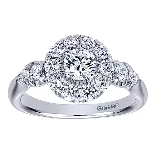 Everlasting - 14K White Gold Round Halo Diamond Engagement Ring