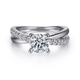 Morgan - 14K White Gold Round Twisted Diamond Engagement Ring
