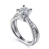 Morgan - 14K White Gold Round Twisted Diamond Engagement Ring