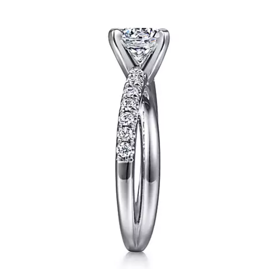 Morgan - 14K White Gold Round Twisted Diamond Engagement Ring