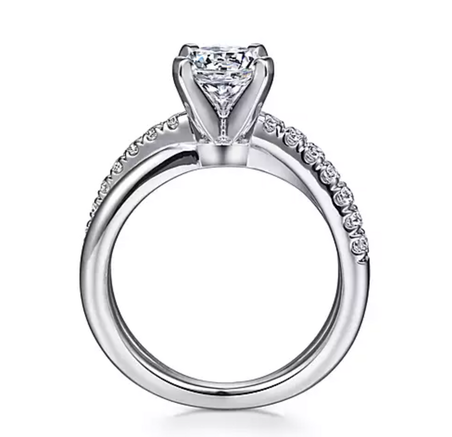 Morgan - 14K White Gold Round Twisted Diamond Engagement Ring