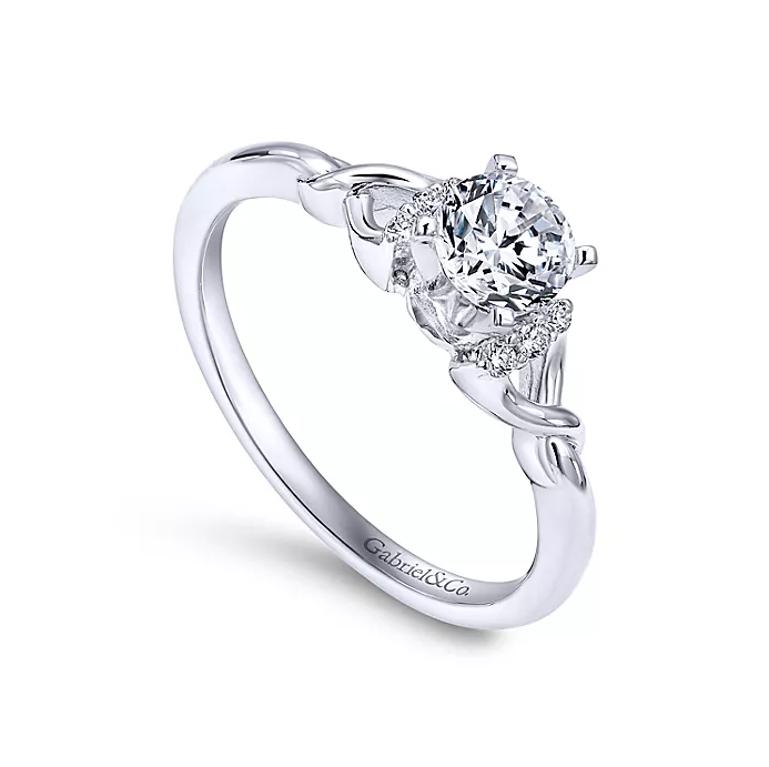 Jaden - 14K White Gold Round Twisted Diamond Engagement Ring
