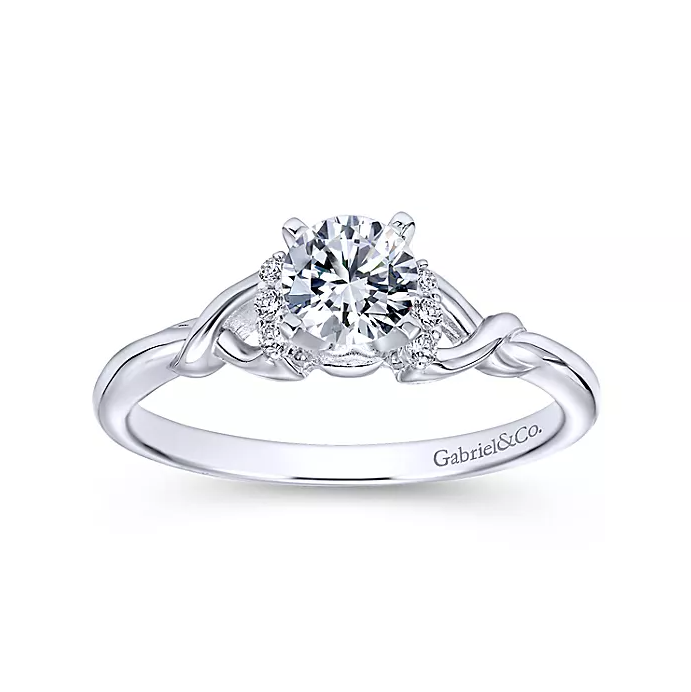 Jaden - 14K White Gold Round Twisted Diamond Engagement Ring