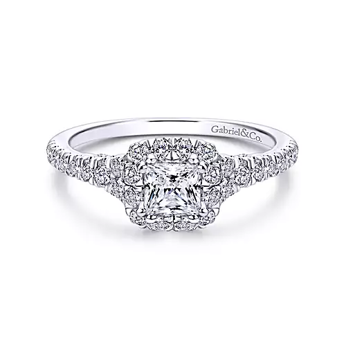 Seren - 14K White Gold Princess Halo Diamond Engagement Ring
