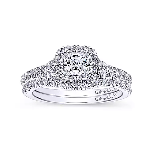 Seren - 14K White Gold Princess Halo Diamond Engagement Ring