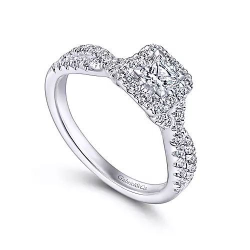 Dante - 14K White Gold Princess Halo Diamond Engagement Ring