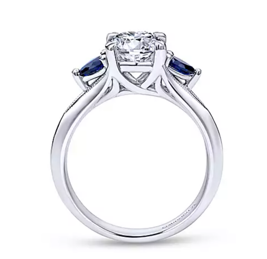 Amerie - 14K White Gold Sapphire and Diamond Engagement Ring