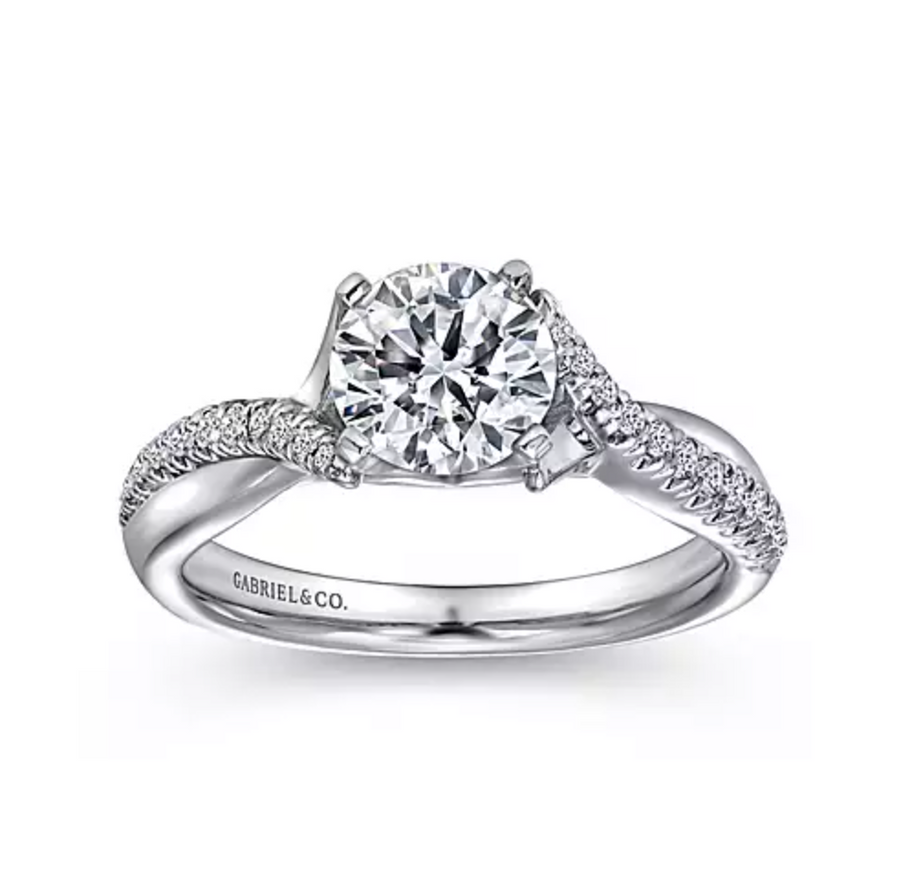Scout - 14K White Gold Round Twisted Diamond Engagement Ring