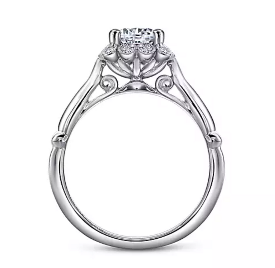 Sable - 14K White Gold Round Halo Diamond Engagement Ring