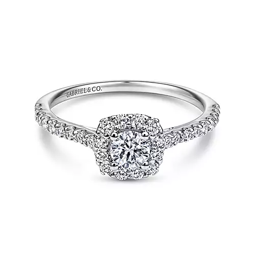 Montecito - 14K White Gold Round Halo Diamond Engagement Ring