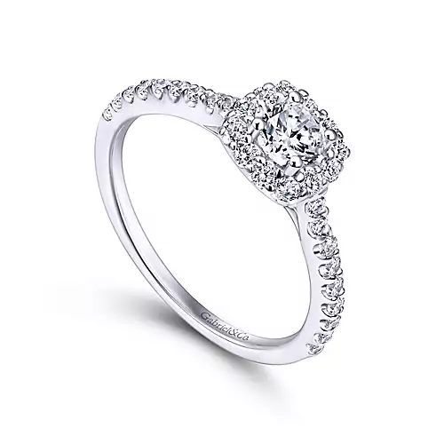 Montecito - 14K White Gold Round Halo Diamond Engagement Ring