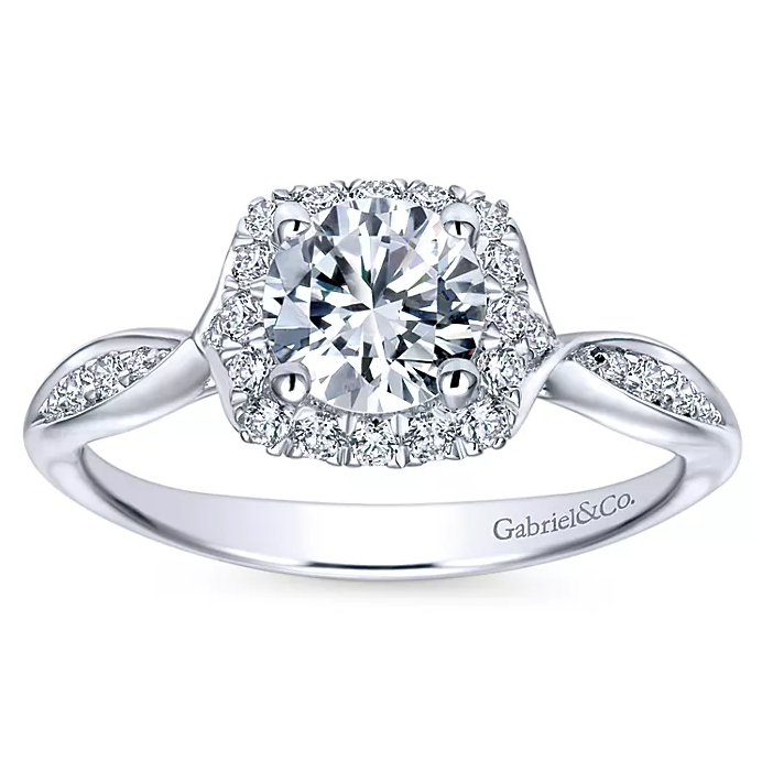 Jude - 14K White Gold Round Halo Diamond Engagement Ring