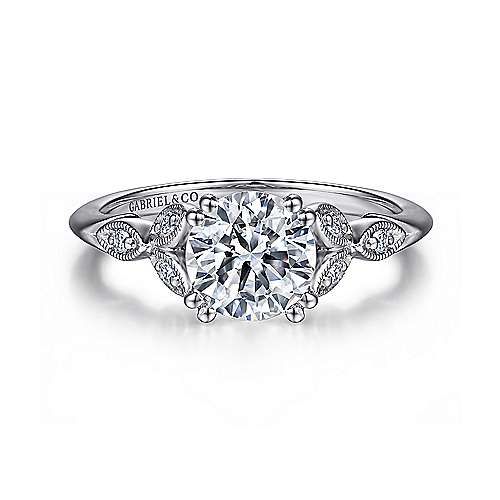 Celia - 14K White Gold Round Diamond Engagement Ring