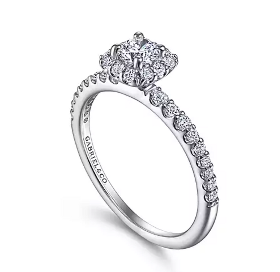Giada - 14K White Gold Round Halo Diamond Engagement Ring