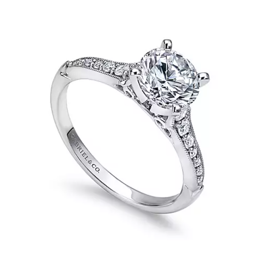 Hollis - 14K White Gold Round Diamond Engagement Ring