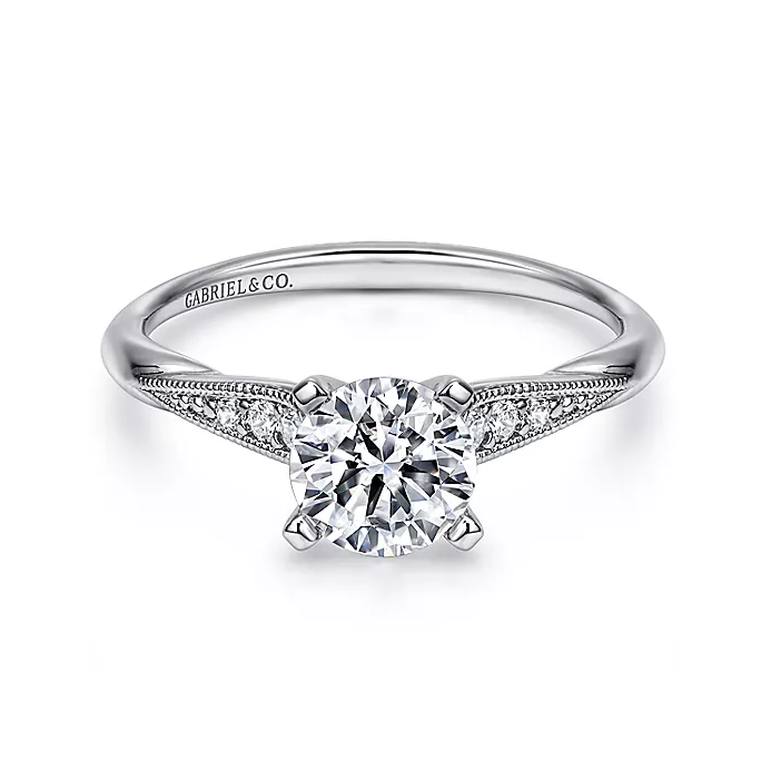 Riley - 14K White Gold Round Diamond Engagement Ring