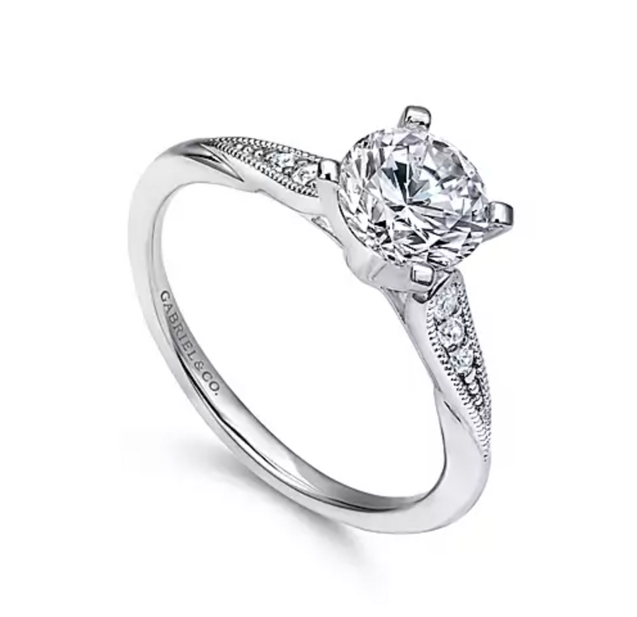 Riley - 14K White Gold Round Diamond Engagement Ring