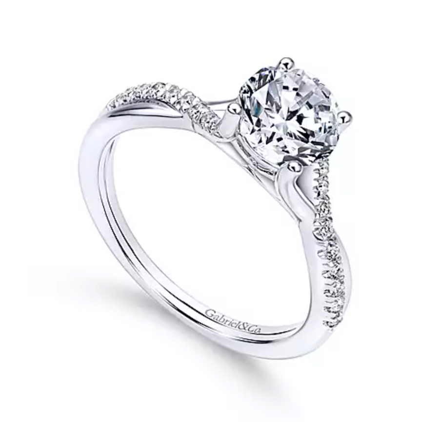 Leigh - 14K White Gold Round Diamond Engagement Ring