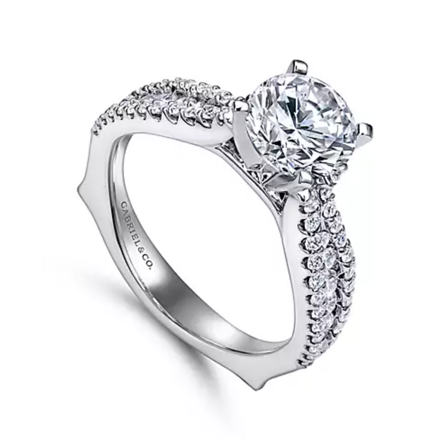 Marley - 14K White Gold Round Diamond Engagement Ring
