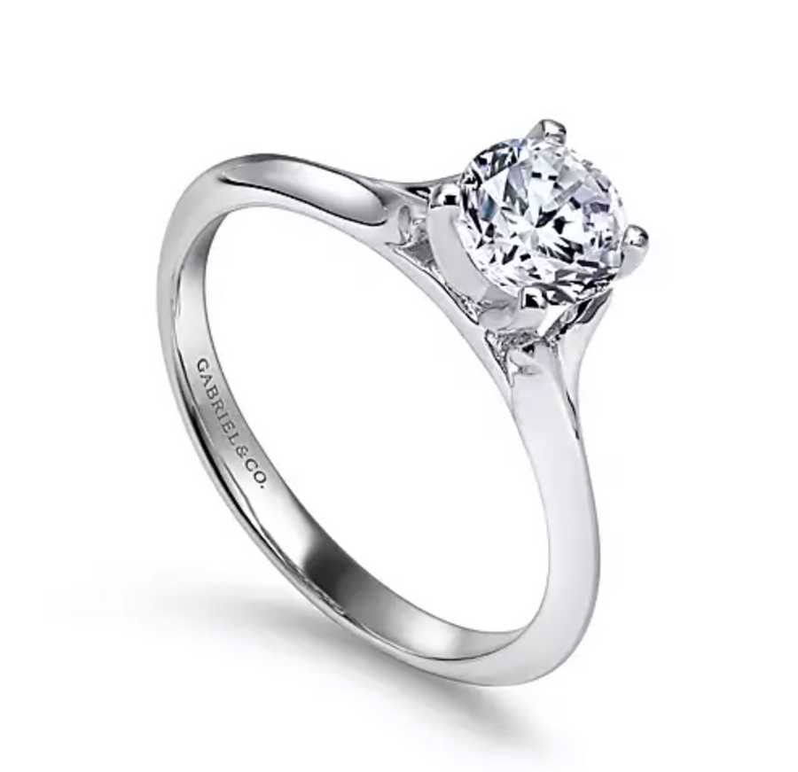 Ellis - 14K White Gold Round Diamond Engagement Ring