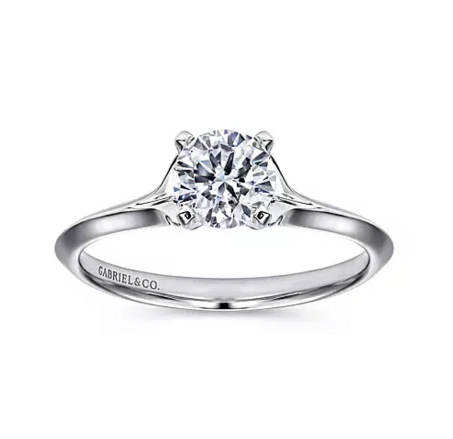 Ellis - 14K White Gold Round Diamond Engagement Ring