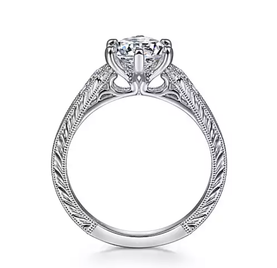 Ava - 14K White Gold Round Diamond Engagement Ring