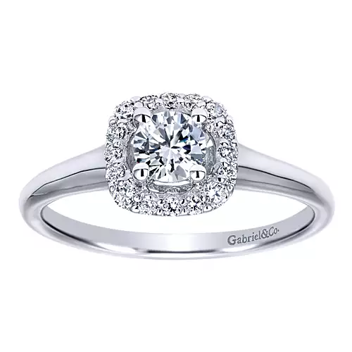 Courage - 14K White Gold Round Halo Diamond Engagement Ring