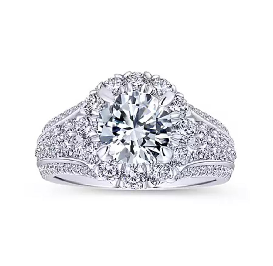 Rivington - 14K White Gold Round Halo Diamond Engagement Ring