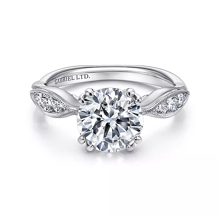 Rosa - 18K White Gold Round Diamond Engagement Ring