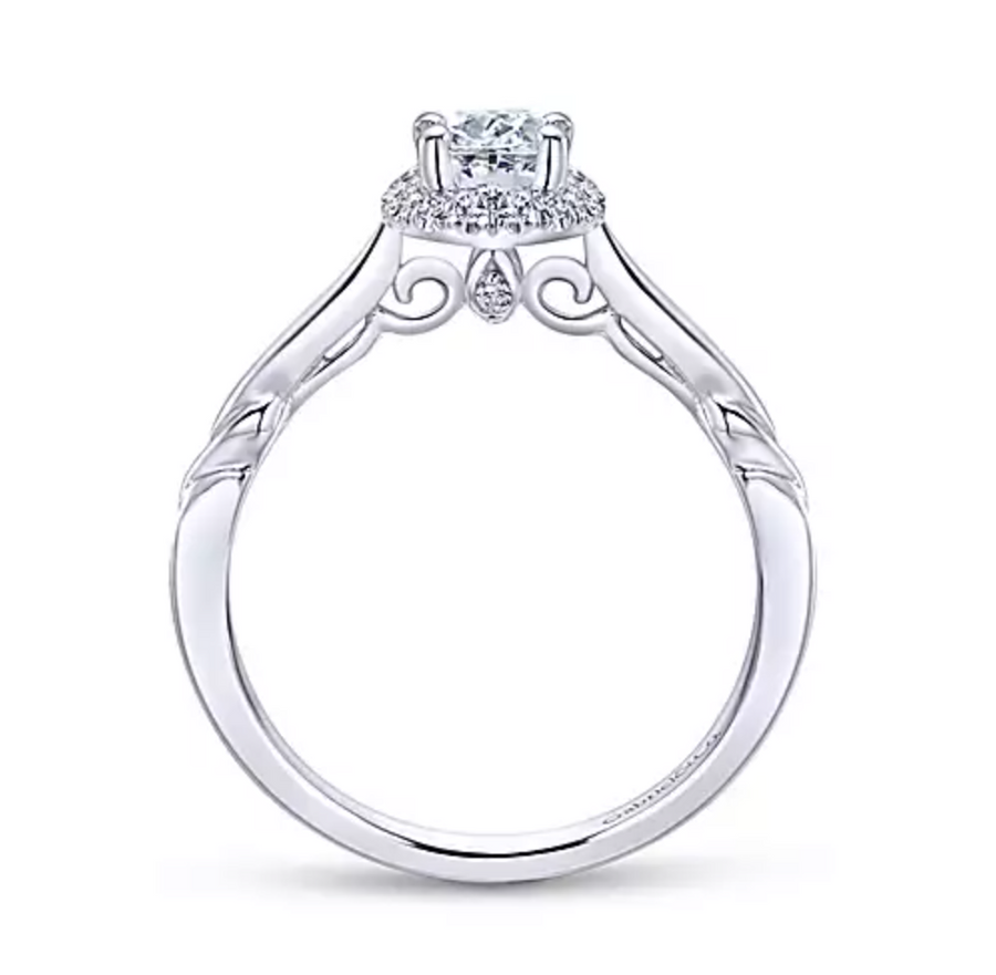 Catherine - 14K White Gold Oval Halo Diamond Engagement Ring