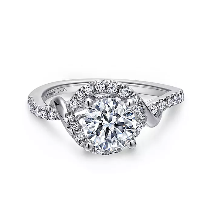 Gigi - 14K White Gold Round Halo Diamond Engagement Ring