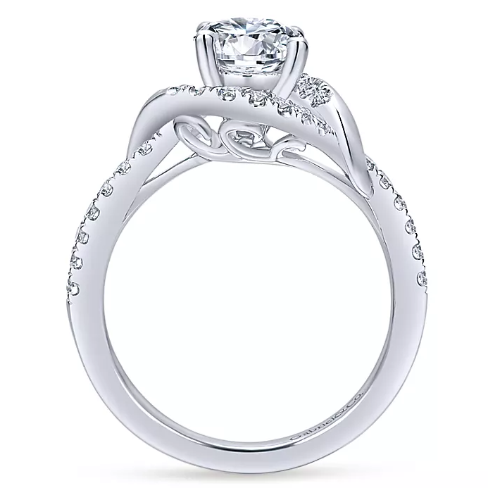 Gigi - 14K White Gold Round Halo Diamond Engagement Ring
