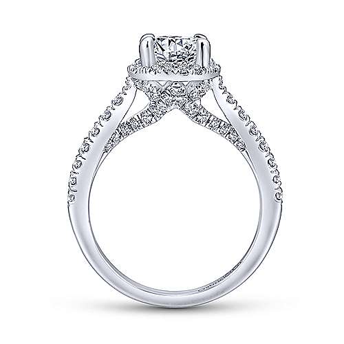 Anise - 14K White Gold Round Halo Diamond Engagement Ring