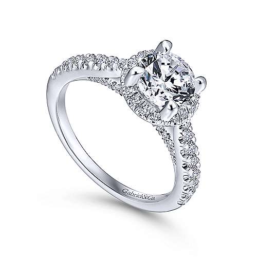 Anise - 14K White Gold Round Halo Diamond Engagement Ring