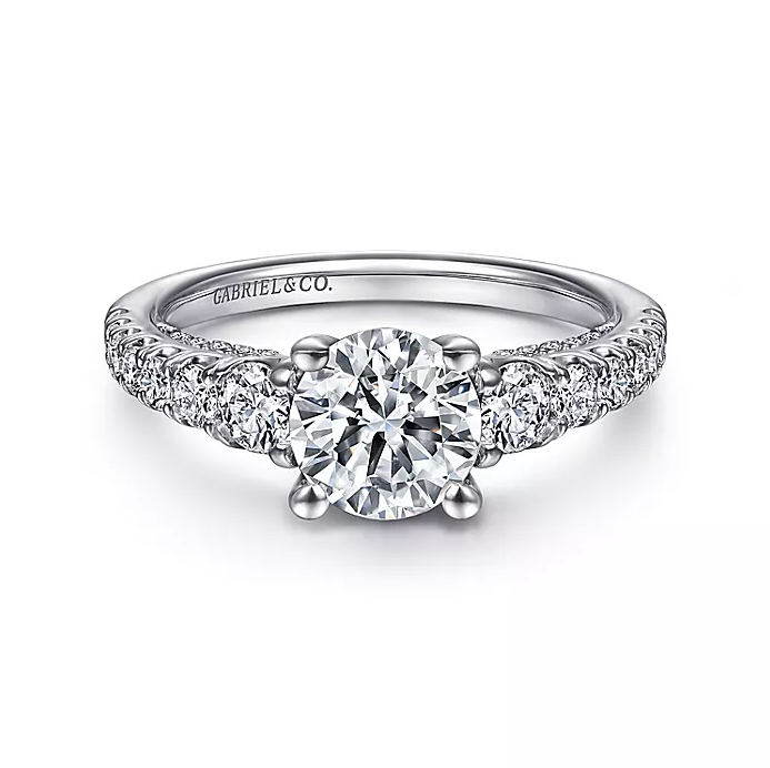 Brier - 14K White Gold Round Diamond Engagement Ring