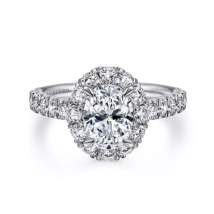 Sutton - 14K White Gold Oval Halo Diamond Engagement Ring